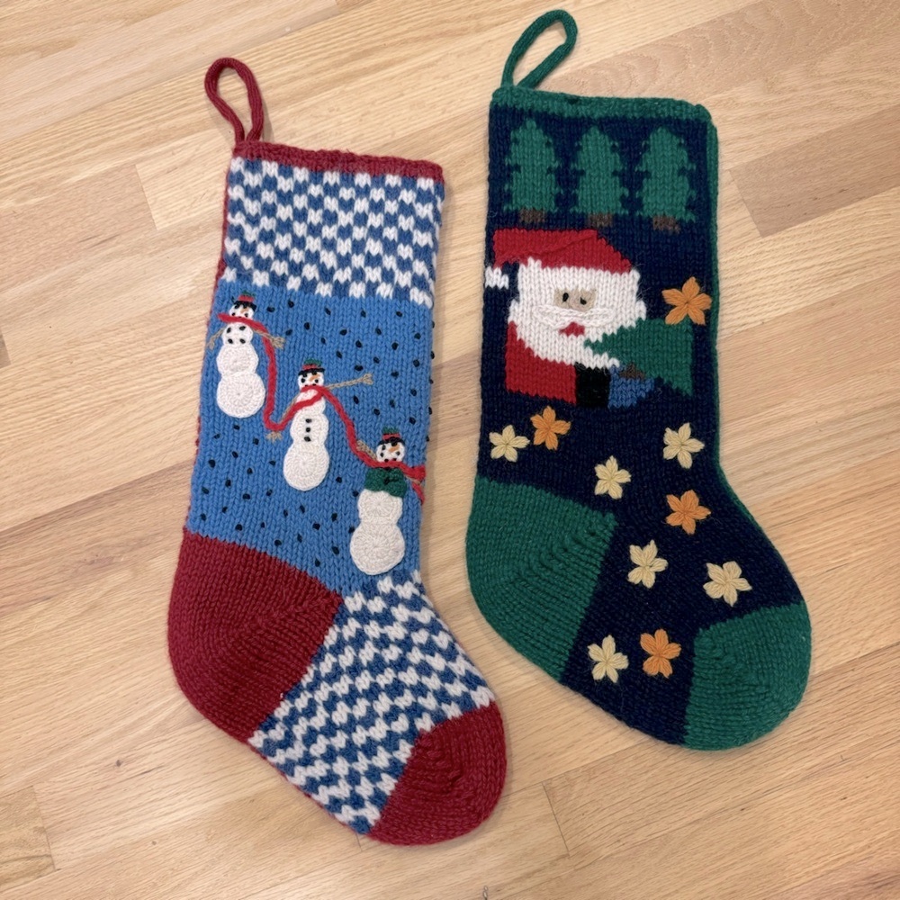 VTG Wool Knit  Christmas 1/Stocking 19”